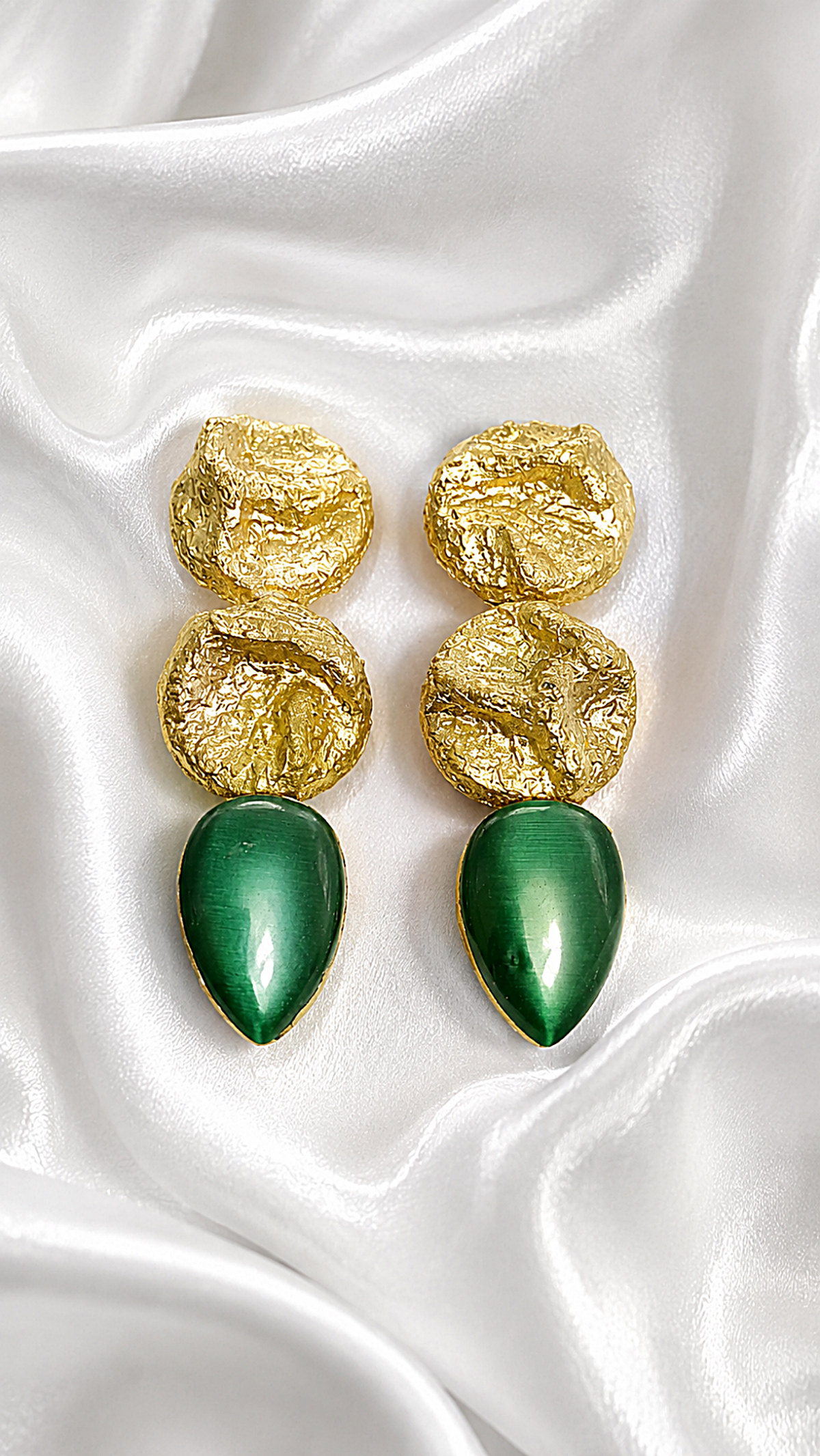 Golden Tide – Handmade Papier-Mâché Statement Earrings - Image 4