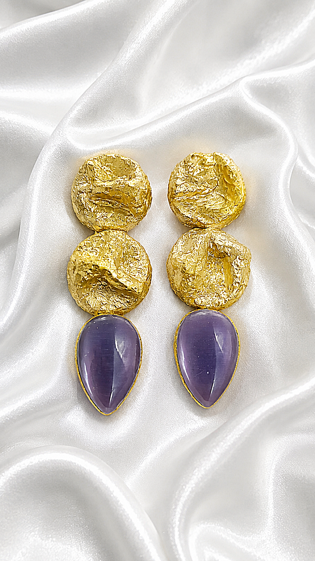 Golden Tide – Handmade Papier-Mâché Statement Earrings - Image 6