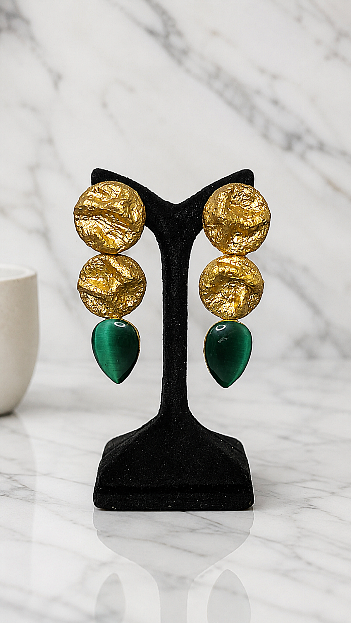 Golden Tide – Handmade Papier-Mâché Statement Earrings - Image 11