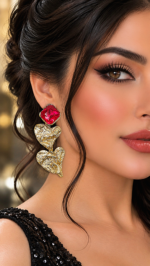 Gold Heart – Paper Mache Earrings - Image 2