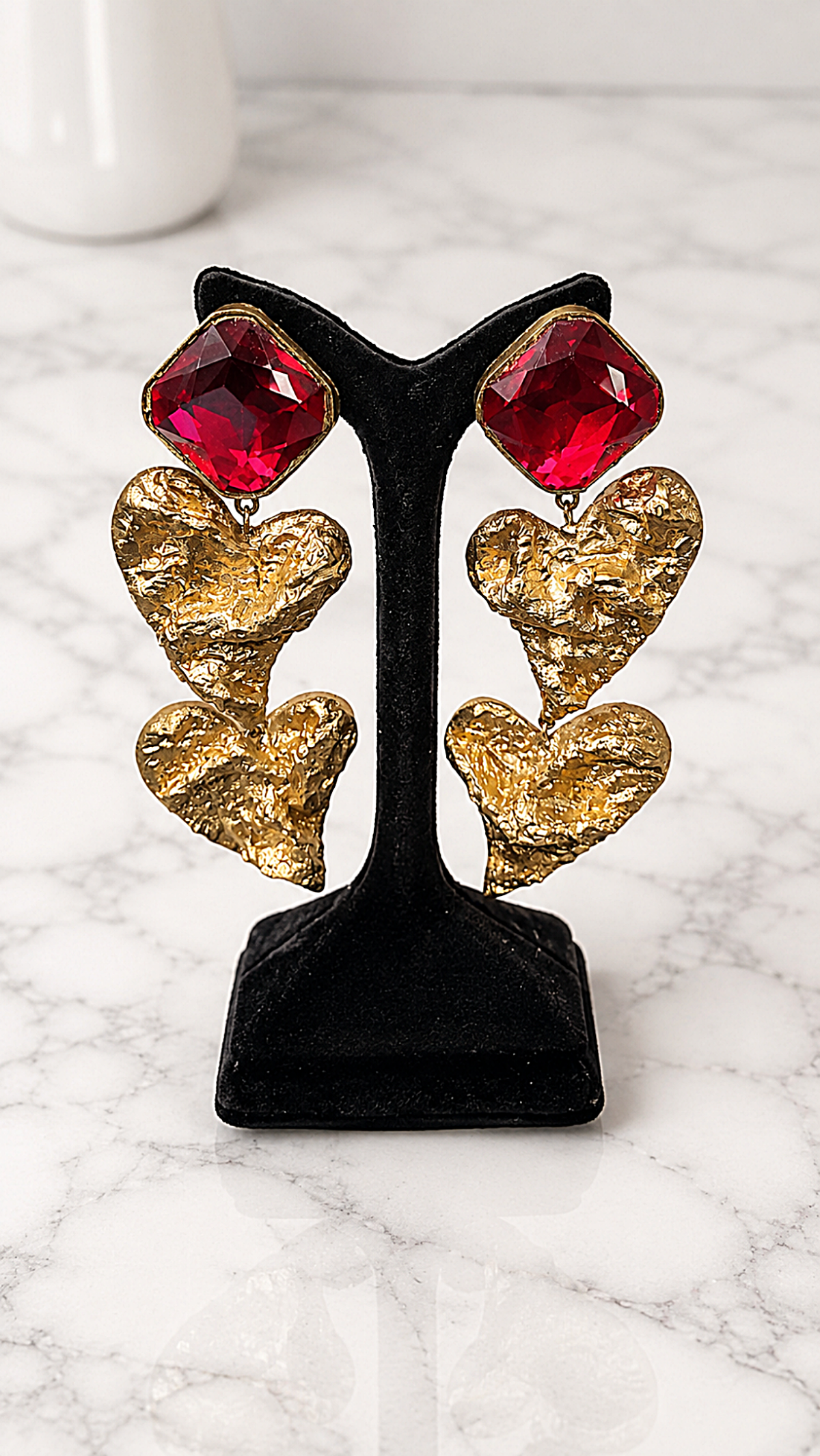 Gold Heart – Paper Mache Earrings - Image 4