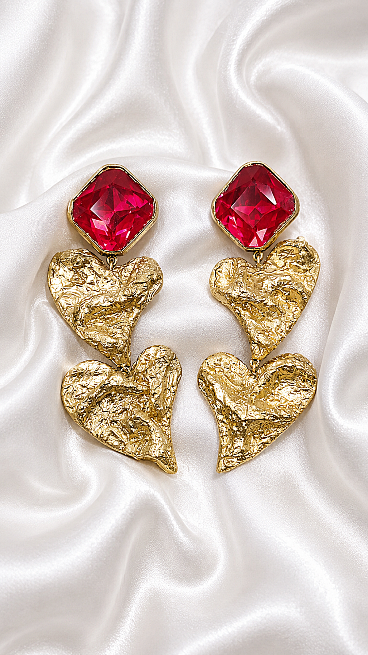 Gold Heart – Paper Mache Earrings - Image 3