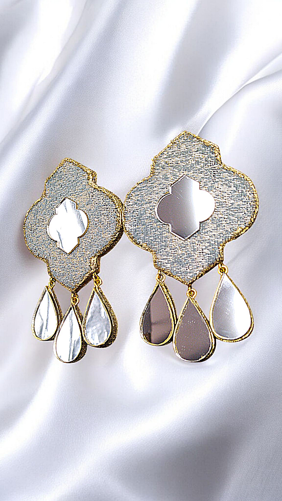 Ayin Persian – Inspired Handmade Wood & Mirror Earrings - Image 3