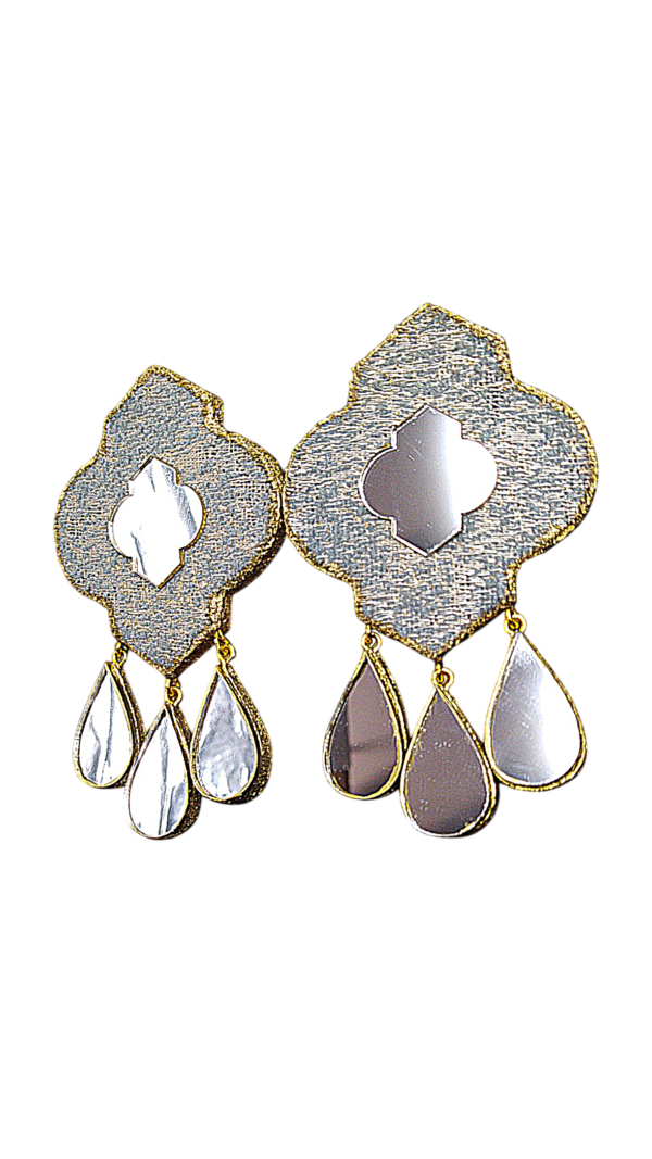 Ayin Persian – Inspired Handmade Wood & Mirror Earrings