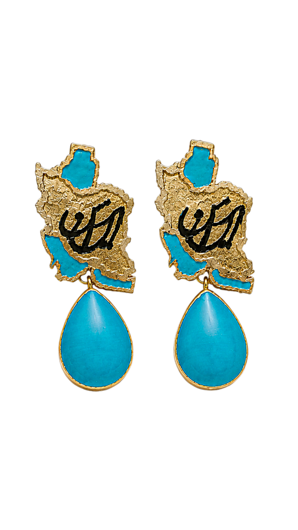 Vatan Turquoise Earrings – Lightweight Papier Mache Art