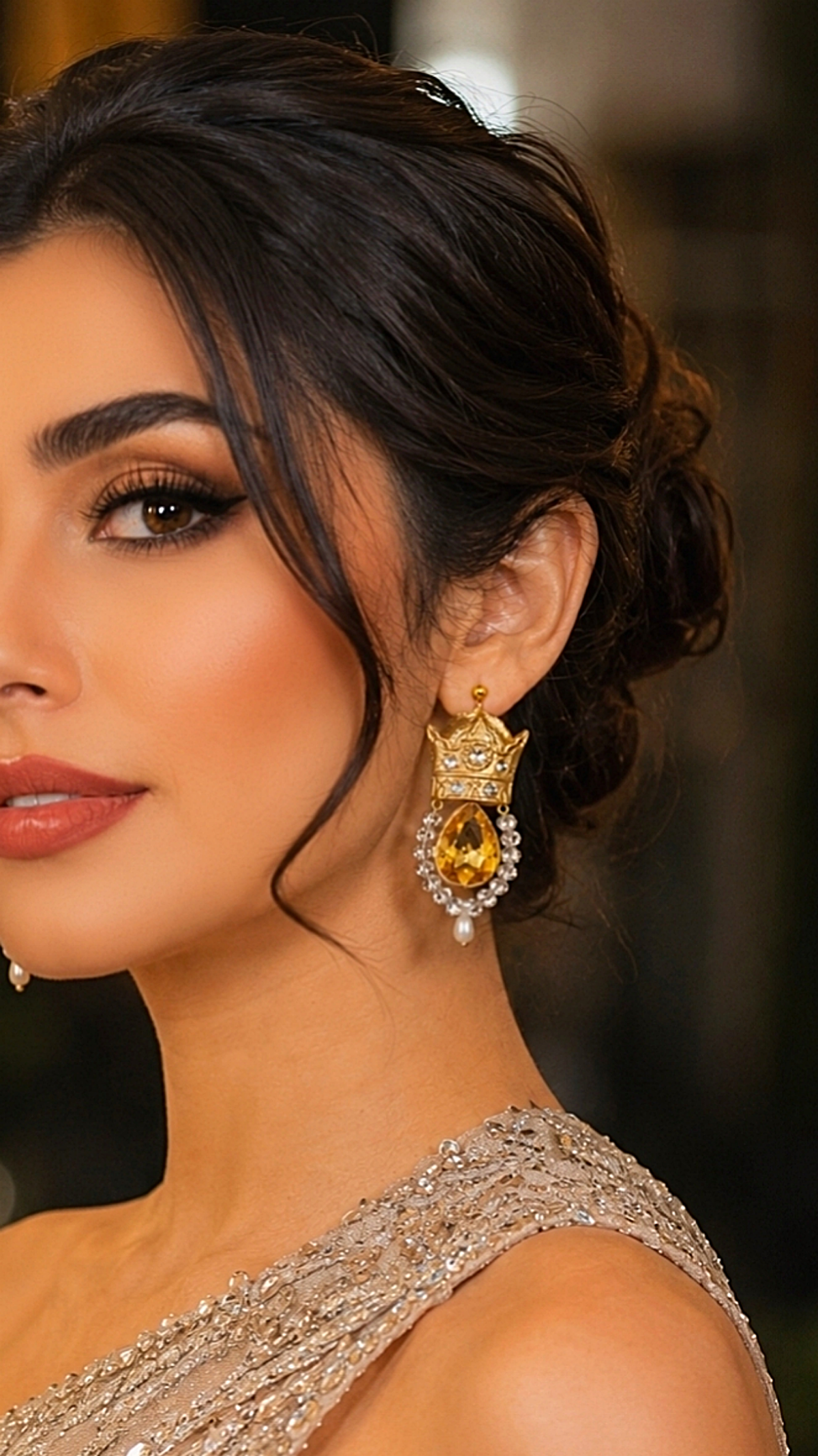Royal Crown Earrings – Lightweight Persian Art - Image 3