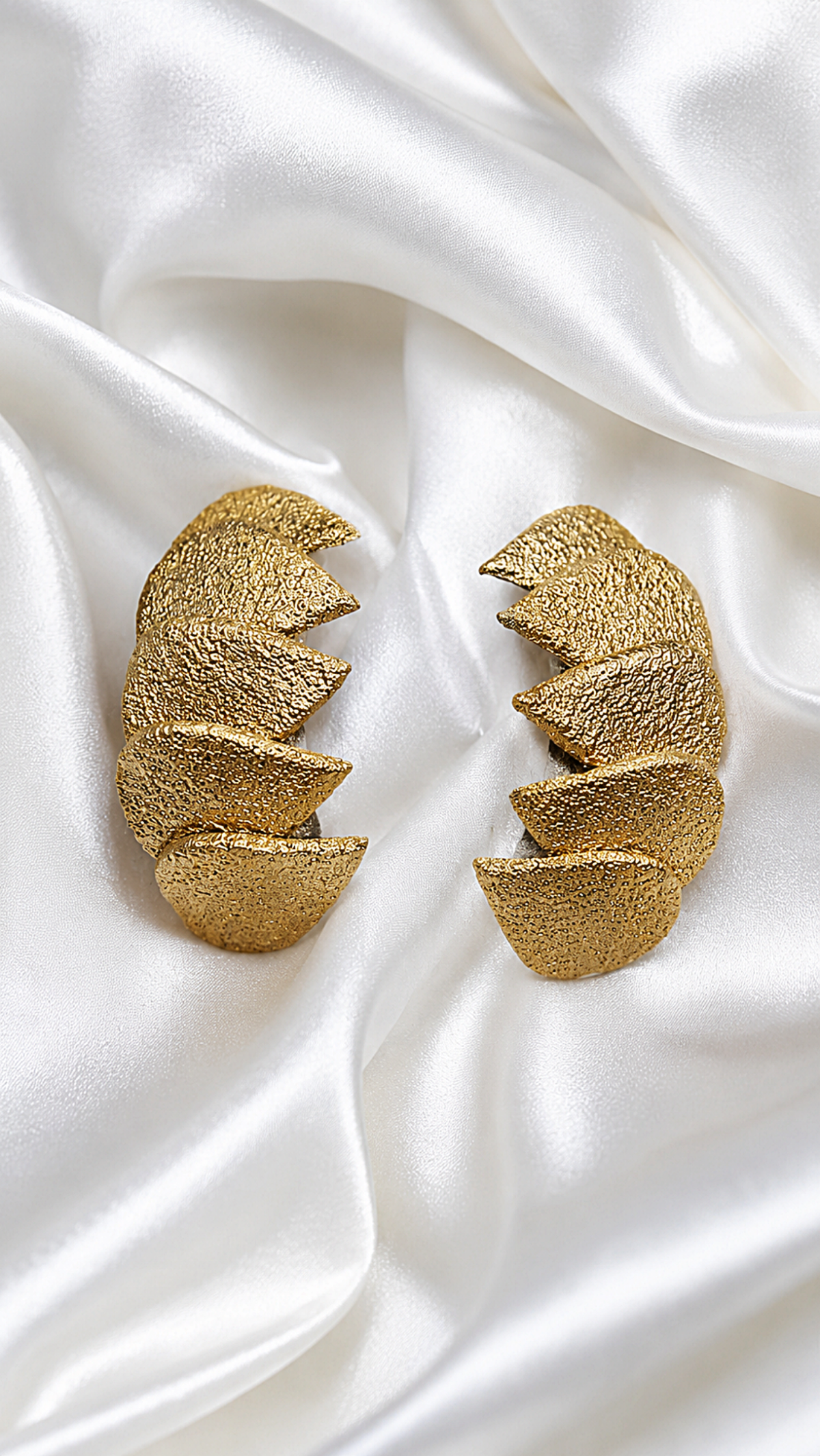 Afsoon – Textured Gold Paper Mache Earrings - Image 3
