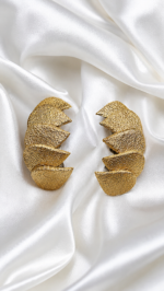 Afsoon – Textured Gold Paper Mache Earrings - Image 3
