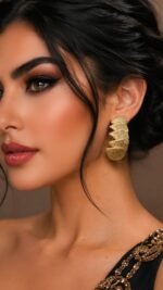 Afsoon – Textured Gold Paper Mache Earrings - Image 2