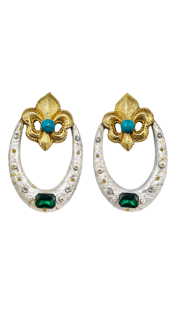 Turquoise Embrace – Handmade Wood And Paper Mache Earrings
