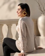 Majnun Handmade Gold Papier-Mâché red Gem Earrings - Image 5
