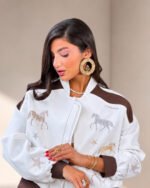 Majnun Handmade beige Papier-Mâché ivory Gem Earrings - Image 3