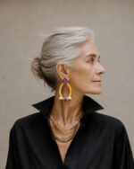 Baharak Gold Papier-Mâché Earrings with Multicolor Stones - Image 2