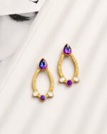 Baharak Gold Papier-Mâché Earrings with Multicolor Stones