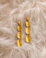Tanin | Handmade Gold Papier-Mâché Statement Earrings - Image 3