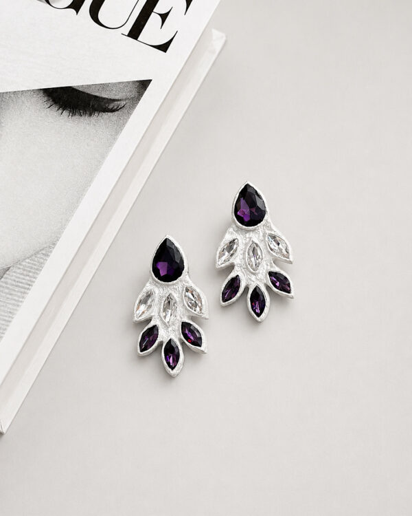 Shahbano Handmade White Papier-Mâché Purple Earrings