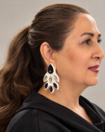 Shahbano Handmade White Papier-Mâché Purple Earrings - Image 2